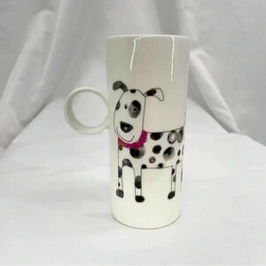 Crown Trent Black Spotted Dogs Tall Mug‎ White Coffee Cup Fine Bone China 14oz